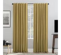 Sun Zero Greyson Tenda a pannello in finta seta dupioni, termica, oscurante totale, con passanti sul retro, 127 x 160 cm, nero