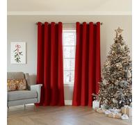 Sun Zero Nordic - Confezione da 2 tende a pannello con occhielli, riduzione del rumore, 100% oscuranti, 132 x 213 cm, colore: rosso