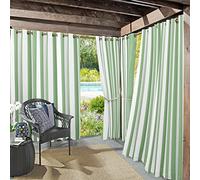 Sun Zero, Tenda a pannello Valencia a righe cabana, per interni ed esterni, con occhielli, protezione UV, alta efficienza energetica, confezione da 2, colore: verde, 137,2 x 274,3 cm