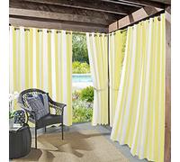Sun Zero, Tenda a pannello Valencia a righe cabana, per interni ed esterni, con occhielli, protezione UV, alta efficienza energetica, confezione da 2, colore: giallo, 137,2 x 241,3 cm