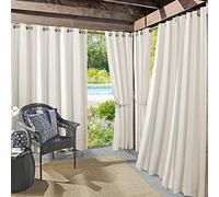Sun Zero Valencia - Confezione da 2 tende Cabana a righe per interni ed esterni, con protezione UV ad alta efficienza energetica, 137,2 x 241,3 cm, colore: cachi