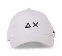 Sun68 - Cappello bianco in cotone con visiera e logo a contrasto ricamato per uo