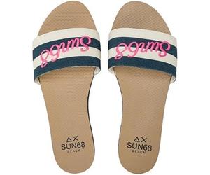 SUN68 Ciabatta X36208 Slippers Beach Brigitte Embroidery Numero 38 Colore 3107 Bianco Panna/Navy Blue