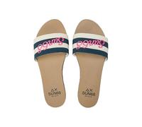 SUN68 Ciabatte Donna X36208 3107 Slippers Beach Brigitte Embroidery Bianco Panna/Navy Blue