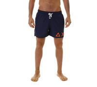 Sun68 Costumi da Bagno Swim Pant Side Solid Big Logo Blu Scuro H19102