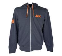 SUN68 Felpa Full Zip con Cappuccio e Patch Fluo Firmata, Felpa di Peso Invernale Chiusura a Cerniera con Cappuccio e Coulisse Fluoro di richiamo al Logo Il Modello Indossa Una L ed è Altro