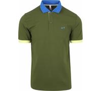 SUN68 Polo 3 Color Way S/S - 95% Cotone 5% Elastan Verde Scuro XL
