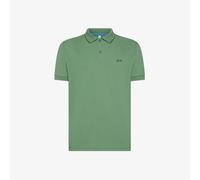 SUN68 POLO A35110 riga contrasto shirt SMALL STRIPES ON COLLAR 2025 VERDE SALVIA