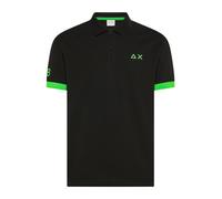 Sun68 - Polo Big Logo Fluo S/S - - Tops - Uomo - Nero - M