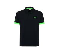 SUN68 Polo con Maxi Logo in Cotone (IT, Testo, 3XL, Regular, Regular, Nero)