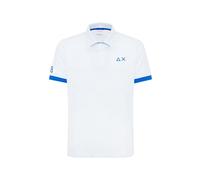 SUN68 Polo con Maxi Logo in Cotone (IT, Testo, XL, Regular, Regular, Bianco)