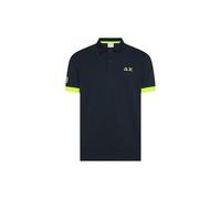 SUN68 Polo con Maxi Logo in Cotone (IT, Testo, XL, Regular, Regular, Navy Blue)