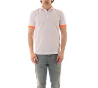 SUN68 Polo Manica Corta A35120 Colletto con Riga Fluo Piccola Tg. M col. 01 Bianco