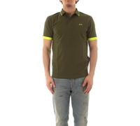 SUN68 Polo Manica Corta A35120 Colletto con Riga Fluo Piccola Tg. M col. 37 Verde Scuro