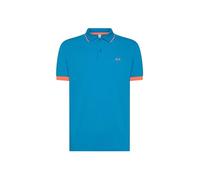SUN68 Polo Small Stripe Fluo S/S - 95% Cotone 5% Elastan Ottanio Chiaro S
