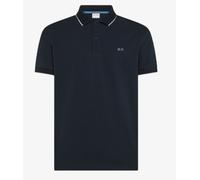 Sun68 Polo Small Stripe On Collar Navy Blue Pique M/M Uomo A36111 07