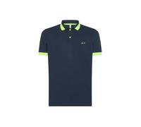 SUN68 Polo Uomo A34121 P-EP cotone con dettagli big stripe fluo 07 NAVY BLUE