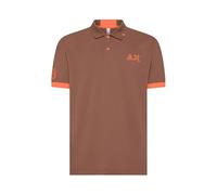 SUN68 Polo Uomo A35122 Polo Modello Logo Fluo S/S Sun 68 (IT, Testo, L, Regular, Regular, Marrone)