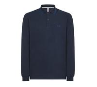 SUN68 Polo Uomo Small Stripes on Collar A34110 Long Sleeve Blu righino Contrasto Cotone Logo PE24 XXX