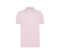 SUN68 Polo Uomo Small Stripes on Collar A34113 Rosa Ciclamino righino Contrasto Cotone Logo PE24 L