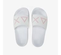 SUN68 SLIPPERS SLIDE LOGO Ciabatta con fascia Mare X35204 01 Bianco Rosa SUN