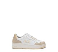 SUN68 Sneaker Basket Love Lady in Pelle Oro Donna Bianco, 38