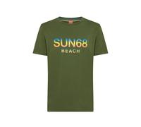 SUN68 T-Shirt Beach Big Logo Uomo Cotone Verde Scuro L