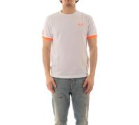 SUN68 T-Shirt Cotone Piquet Logo Fluo (IT, Testo, XXL, Regular, Regular, Standard, Bianco)