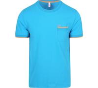 SUN68 T-Shirt Piquet Small Stripe Fluo S/S - 95% Cotone 5% Elastan Ottanio Chiaro L