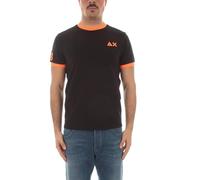 SUN68 T-Shirt Uomo Logo Fluo T34125 Nera Manica Bordi macrologo Cotone PE24 XL