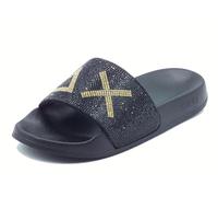 SUN68 X35205 Slippers Logo Strass Nero Ciabatte per Donna in Gomma (Taglia 36)