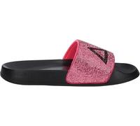 SUN68 X35205 Slippers Logo Strass Nero Fuxia Ciabatte per Donna in Gomma