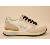 SUN68 Z36214 STARGIRL GLITTER LOGO ginnastica donna in pelle e tessuto bianco 01