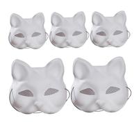 SunaOmni 5 maschere da gatto con rete per gli occhi da dipingere, 17,8 x 7,6 x 7,6 cm, maschera Therian con cinturino elastico, per costumi fai da te, cosplay, feste, Halloween, Therian Furry Stuff