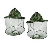 SunaOmni Cappello da apicoltore, maschera per velo, anti api, zanzare, mosche, protezione del viso, con rete a rete, per pesca all'aperto, mimetica, 2 pezzi, maschera da apicoltore con velo e zanzare