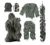 SunaOmni Ghillie Suit, set da 5 pezzi, costume leggero da gorilla, abito da caccia mimetico 3D, abbigliamento mimetico da caccia, classico ghillie per bambini, adulti e giovani, L per uomo