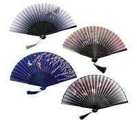 SunaOmni Ventagli a mano pieghevoli da 4 pezzi, ventagli cinesi in bambù vintage con nappe e motivi raffinati, decorativi per feste danzanti, matrimoni, cosplay, accessori per costumi. a mano pie