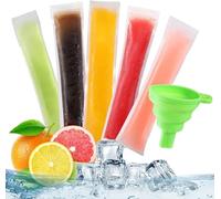 SunAurora 100 Pezzi Sacchetti Ghiaccioli, Sacchetti per muffe Ice Popsicle, Sacchetti per Ghiaccioli Usa e Getta, Sacchetti per Muffe Ice Popsicle con Imbuto, Senza BPA, per Congelare Snack e Yogurt