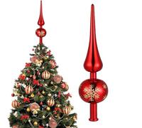 SunAurora Puntale per Albero di Natale Rosso,Topper per Albero di Natale 23CM, Cima Albero Natale,Finali per Albero di Natale Scintillante Topper, Decorazione per Albero di Natale