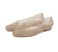 SUNAVY Sandali da Donna Piatti in Gel con Nido d'Uccello Balletto Scarpa Morbida in Plastica, Gold2., 41 EU