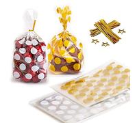 Sunbbingsp Buste Cellophane Trasparente, Buste Caramelle Trasparenti con 200 PCS Sacchetti Cravatte per Alimenti, Sacchetti Caramelle Compleanno