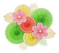 SUNBEAUTY 12 Pezzi Rosa e Verde Fiori Di Carta Decorazioni Feste Ventagli Da Appendere Decorazioni Estive Per Matrimoni Addio Al Nubilato Compleanni Estate, Decorazione Da Tavolo, Baby Shower