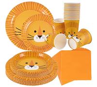 SUNBEAUTY 68 pezzi Safari decorazione compleanno, piatti di carta, tovaglioli, piatti di carta per la giungla, decorazione con leone