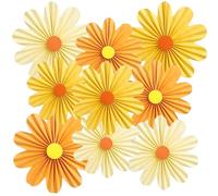 SUNBEAUTY 9 Pezzi Arancione Di Decorazioni Floreali In Carta Per Ventagli Di Carta Da Parati Decorazione Margherita Sfondo Floreale In Deco，Matrimoni, Compleanni, Tè, Feste，Baby Shower