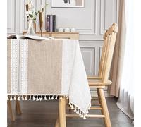 SUNBEAUTY Tovaglia Tavolo Rettangolare Antimacchia Cotone Lino Tovaglie Rettangolari Eleganti Copritavolo 140x200 cm Table Cloth Decorazione Tavola da Pranzo Cucina