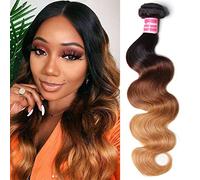 Sunber Ombre fasci di capelli brasiliani ondulati del corpo 12A grado di capelli umani vergini un fascio di 3 toni 1B/4/27 estensioni dei capelli di colore 18 pollici T1B/4/27 colore