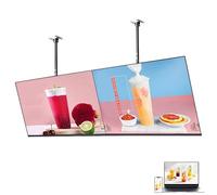 SUNBGRPYE Macchina Pubblicitaria Sospesa, Display per Segnaletica Digitale da 32-55″, Supporta Schermo Diviso + WiFi + Interruttore Timer, Ristorante/Bar/Cartellone Pubblicitario da Parete,2PCS-50in