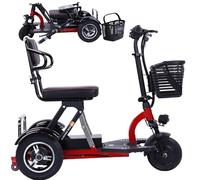 SUNBGRPYE Monopattino Elettrico per Adulti, Triciclo Elettrico Pieghevole, Autonomia: 55km, Tre Marce/velocità Regolabile, Doppi Freni per Il Parcheggio | capacità di Carico 150 kg, con Cestino,Red