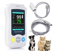 SUNBGRPYE Pulsossimetro per Animali - Display HD LCD da 2,4 Pollici, Sensore Auricolare/Linguetta, con Sonda per L'Ossigeno nel Sangue + Linea di Temperatura, per Gatti, Cani E Piccoli Animali