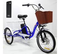 SUNBGRPYE Triciclo Elettrico per Adulti da 20", Bicicletta Elettrica A 3 Ruote con 7 velocità, con Batteria Rimovibile da 48V 12Ah (Autonomia 35-45 Km), Sedile Regolabile, Faro Anteriore E Clacson.,B